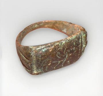 Oud-Romeins Brons ring met een gravure van een dier (Zonder, Sieraden, Tassen en Uiterlijk