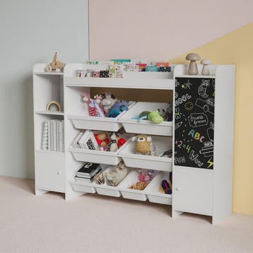 Boekenkast met 8 Opbergboxen en Krijtbord voor Kinderkamer, Verzenden, Nieuw