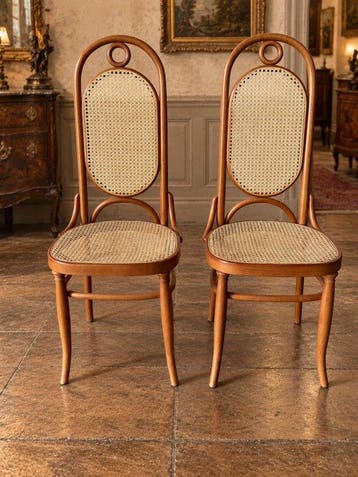 stile thonet - Stoel (2) - Hout, stro van Wenen - Stoelen
