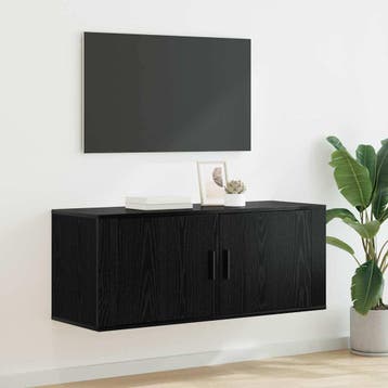 vidaXL Wandgemonteerde TV-kast 100 x 34,5 x 40 cm Zwart, Huis en Inrichting, Minder dan 50 cm, Verzenden, Nieuw, Minder dan 100 cm