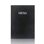 A4 Menumap voor 2 menukaarten - Zwart - Bedrukt met MENU...