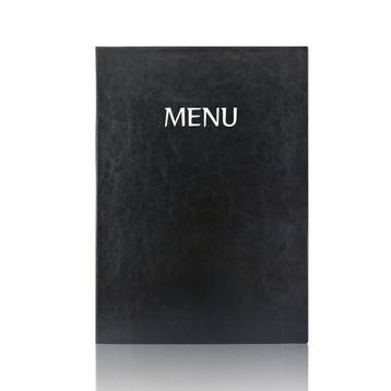 A4 Menumap voor 2 menukaarten - Zwart - Bedrukt met MENU...