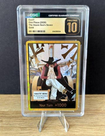 One Piece OP14 - Don!! Card - Dracule Mihawk Gold Graded, Nieuw