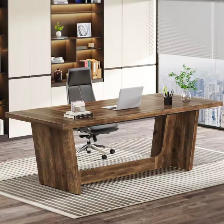 Groot Houten Bureau 180x80cm – Industrieel Directieontwerp, Huis en Inrichting, Bureaus, Nieuw, Verzenden