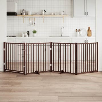 vidaXL Hondenhek inklapbaar 4panelen 320cm massief vurenhout, Dieren en Toebehoren, Verzenden, Nieuw