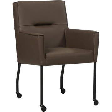 Set van 8 Leren eetkamerstoelen Lucky - Toledo Espresso, Ophalen of Verzenden, Nieuw, Leer