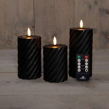 Ledkaars 3d flame wax candle swirl zwart annas collection, Ophalen of Verzenden, Nieuw