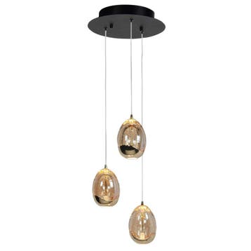 High light | Hanglamp | Amber | Golden Egg | 3 lichts, Huis en Inrichting, Nieuw, Glas, Modern, E27 (groot)