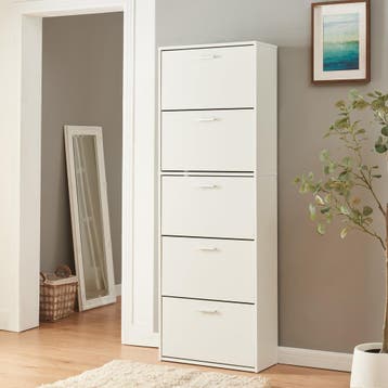 Schoenenkast Sykkylven 5 kleppen wit 169x60x24 cm [en.casa], Verzenden, Nieuw