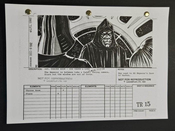 Various Star Wars Storyboards - Mark Hamill, Harrison Ford,, Verzamelen, Film en Tv