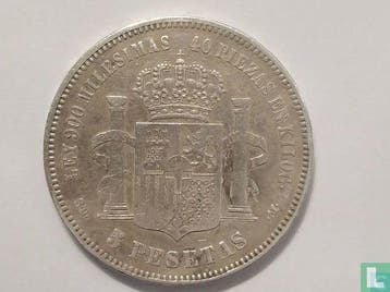 Spanje 5 pesetas 1871 (1871), Verzenden, Losse munt, Goud