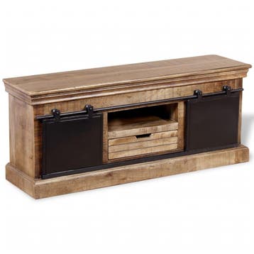 vidaXL Tv-meubel met 2 schuifdeuren 110x30x45 cm massief, 100 tot 150 cm, Verzenden, Nieuw, Minder dan 100 cm