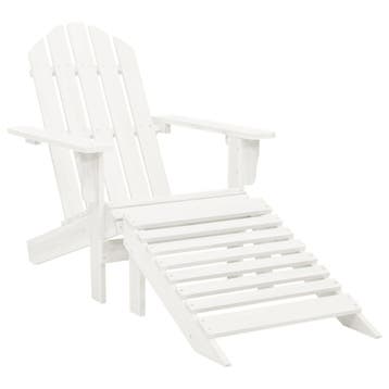vidaXL Tuinstoel met hocker hout wit, Verzenden, Nieuw, Hout