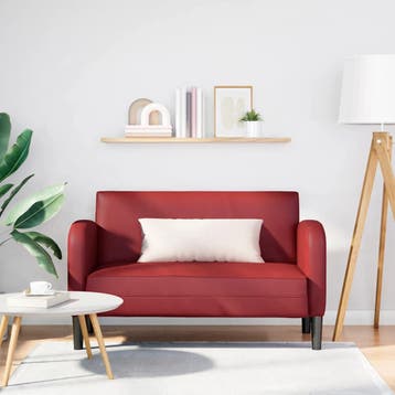 vidaXL Loveseat bank 110 cm kunstleer wijnrood, Verzenden, Nieuw, Leer, Minder dan 150 cm