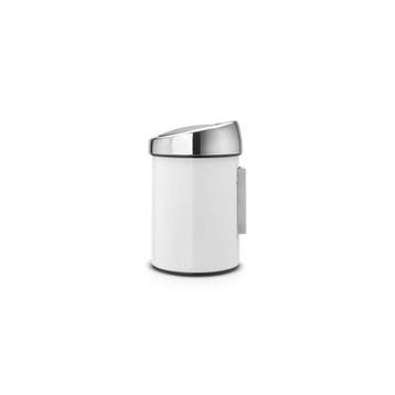 Brabantia Wandafvalemmer Touch Bin 3l. - Wit, Verzenden, Nieuw