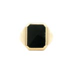 Gouden zegelring met onyx en kleursteen 14 kt, Ophalen of Verzenden, Nieuw