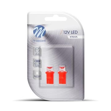 M-Tech LED W5W 12V - Basic 1x Led diode - Concaaf Rood ..., Verzenden, Nieuw