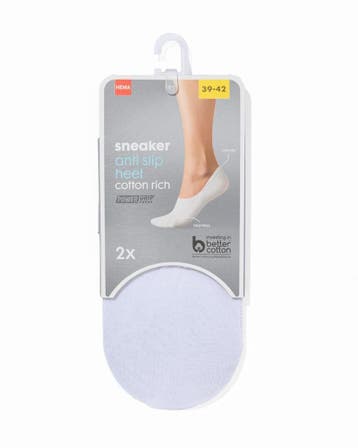 HEMA Dames sneakersokken antislip – 2 paar wit, Verzenden, Nieuw