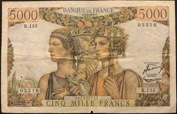 Frankrijk. - 5000 Francs - 1953 - Pick 131c (Zonder