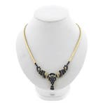 Gouden omega schakelcollier met saffieren en diamanten; 0..., Sieraden, Tassen en Uiterlijk, Kettingen, Gebruikt, Overige kleuren