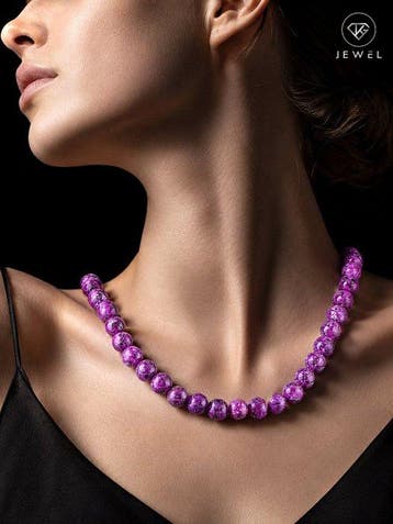 Met de hand gemaakte paarse shungietketting - 925
