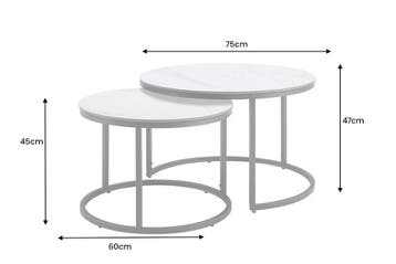 Salontafel ELEGANCE 75cm set van 2 keramiek wit, Huis en Inrichting, Tafels | Salontafels, Ophalen of Verzenden, Nieuw