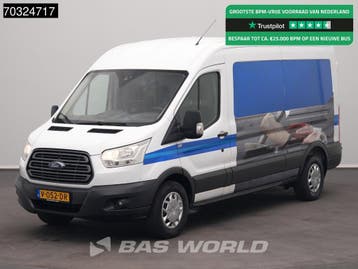 Ford Transit 130pk L3H2 Airco Cruise Parkeersensoren APK 01-, Stof, Gebruikt, Euro 6, Wit