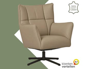 Leren draaifauteuil Lovely - Toledo Mocca (taupe/bruin), Nieuw, Ophalen of Verzenden, 75 tot 100 cm, Eigentijds, Modern, Retro, Vintage