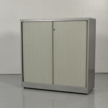 Roldeurkast Ahrend - Grijs - 120 x 120 cm - Wit topblad, Huis en Inrichting, Kasten | Roldeurkasten en Archiefkasten, Ophalen of Verzenden