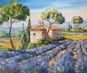 R. Vincent (1954) - Chapelle dans les Lavend en Provence, Antiek en Kunst