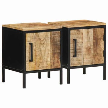 vidaXL Nachtkastje 2 st Bruin en zwart 30 x 30 x 40 cm, Minder dan 45 cm, Verzenden, Nieuw, Minder dan 55 cm