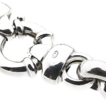 Zilveren jasseronschakel armband (Schakelarmband), Ophalen of Verzenden, Gebruikt, Overige kleuren, Zilver