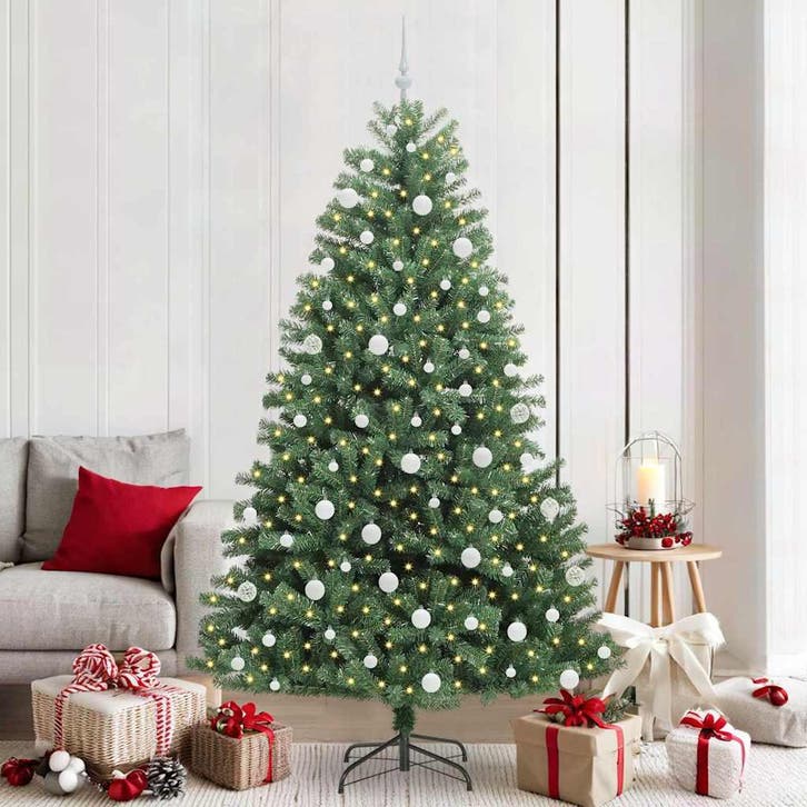 vidaXL Kunstmatige Inklapbare Kerstboom Groen 210 cm PVC en, Diversen, Kerst, Nieuw, Verzenden
