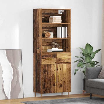 vidaXL buffetkast Oudhout 69,5 x 34 x 180 cm Bewerkt hout, Huis en Inrichting, Kasten | Buffetkasten, Minder dan 50 cm, Verzenden