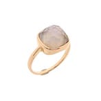 Roségouden ring met maansteen, Sieraden, Tassen en Uiterlijk, Ringen, Gebruikt, Overige kleuren, Ophalen of Verzenden, 17 tot 18