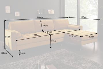 Elegante hoekbank COSY VELVET 260cm mosterdgeel fluwelen, Ophalen of Verzenden, Nieuw
