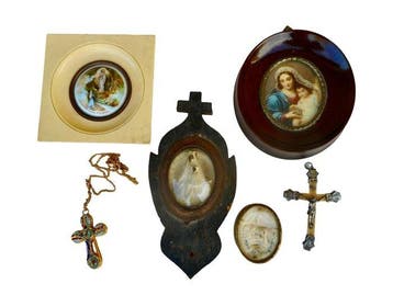 Collectie van 6 religieuze voorwerpen (6) - Zilver, Metaal,