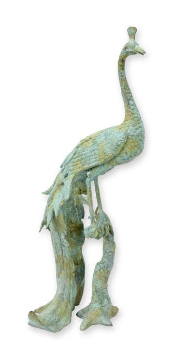 BRONZEN BEELD VAN EEN GROENE PAUW (Beeldjes - Decoratie), Verzenden, Nieuw