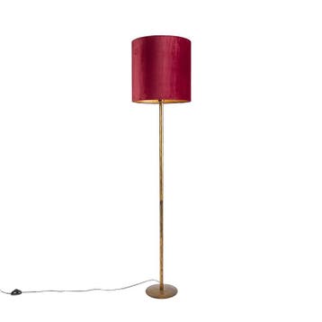 Vintage vloerlamp goud met rode kap 40 cm - Simplo, Verzenden, Nieuw, Classic-antique