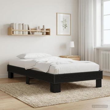 vidaXL Bedframe Zwart eiken 80 x 200 cm Bewerkt hout, Eenpersoons, Verzenden, Zwart, Nieuw