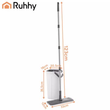 Ruhhy Dubbele emmer mop 8,5 L met wringer en 3 mophoezen..., Ophalen of Verzenden, Nieuw