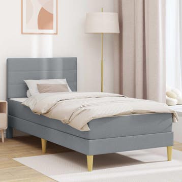 vidaXL Bedframe met matras Lichtgrijs 90 x 200 cm Polyester, Verzenden, Nieuw, Eenpersoons