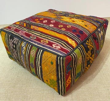 Kelim Poef - Kelim - 48 cm - 48 cm, Huis en Inrichting, Stoffering | Tapijten en Kleden, Nieuw