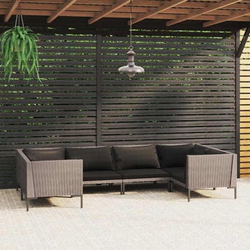 vidaXL 6-delige Loungeset met kussens poly rattan, Verzenden, Nieuw, Loungeset