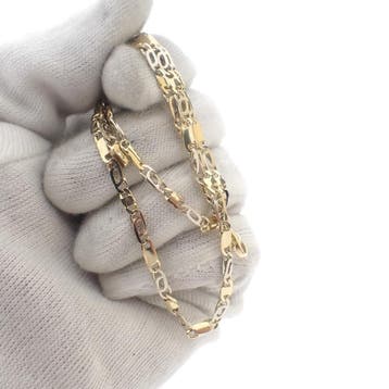 Bicolor gouden figaro schakelketting, Ophalen of Verzenden, Gebruikt, Goud, Goud