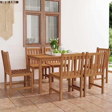 vidaXL 7-delige tuinset 140x80 cm massief teakhout, Tuin en Terras, Verzenden, Nieuw, Hout, Tuinset