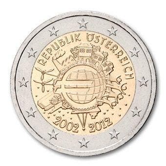 Oostenrijk 2 Euro 10 Jaar Euro 2012, Postzegels en Munten, Munten | Europa | Euromunten, Verzenden