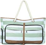 Strandtas Dames 35L Groen Gestreept | Retourdeal 28% Korting, Overige materialen, 50 tot 60 cm, Ophalen of Verzenden, 35 tot 45 cm
