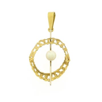 Bicolor gouden hanger met parel (Hanger of bedel), Ophalen of Verzenden, Gebruikt, Goud, Overige merken
