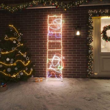 vidaXL Kerstfiguur kerstman op ladder opvouwbaar 552 LEDs, Verzenden, Nieuw